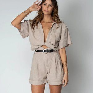 STILLWATER | LINEN KNOTCH WAIST SHORTS